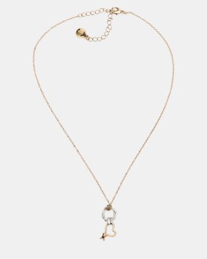 TWO TONE KNOT HEART PENDANT NECKLACE