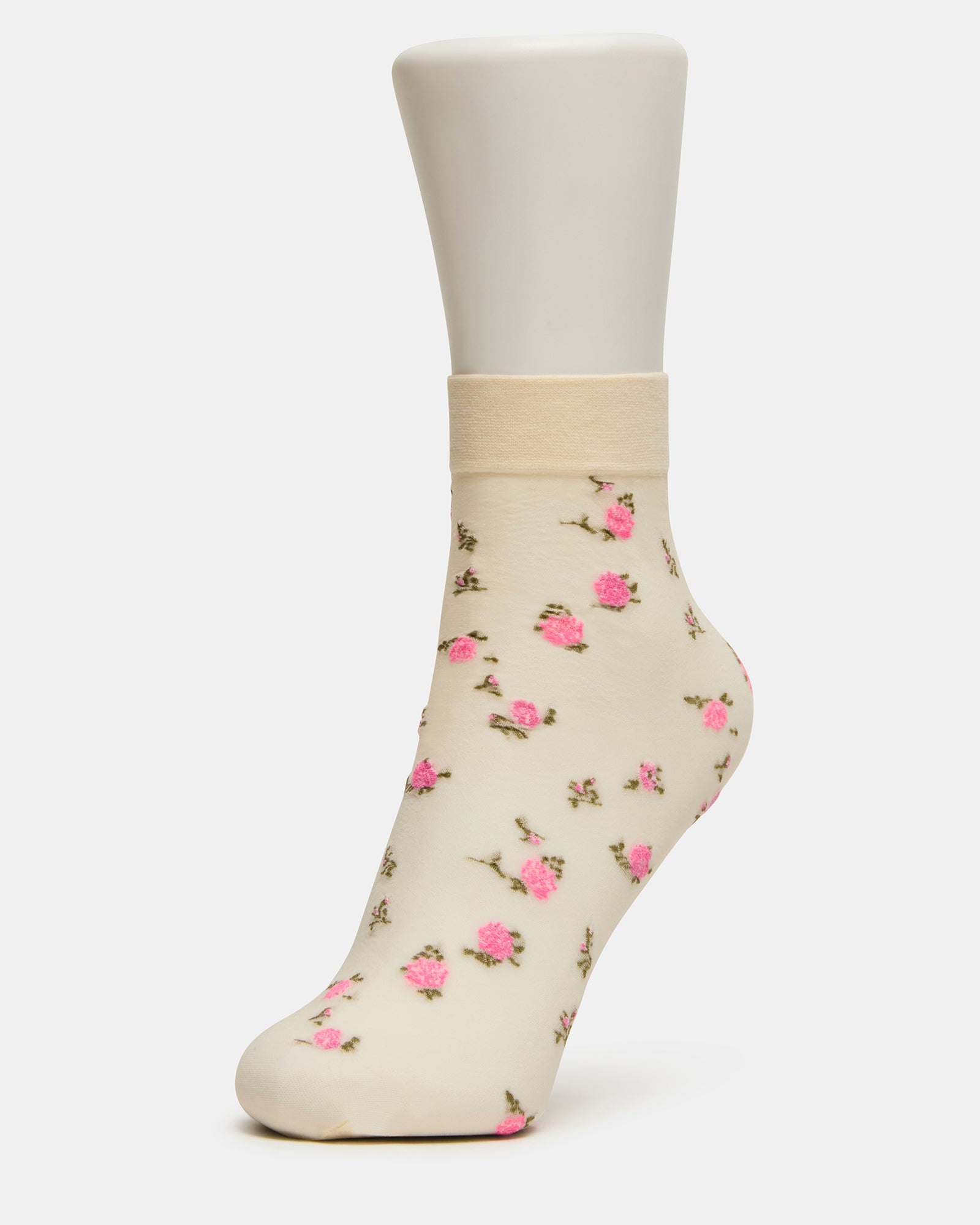 2 FLOWER PACK SHEER ANKLET SOCKS VANILLA - Image 2