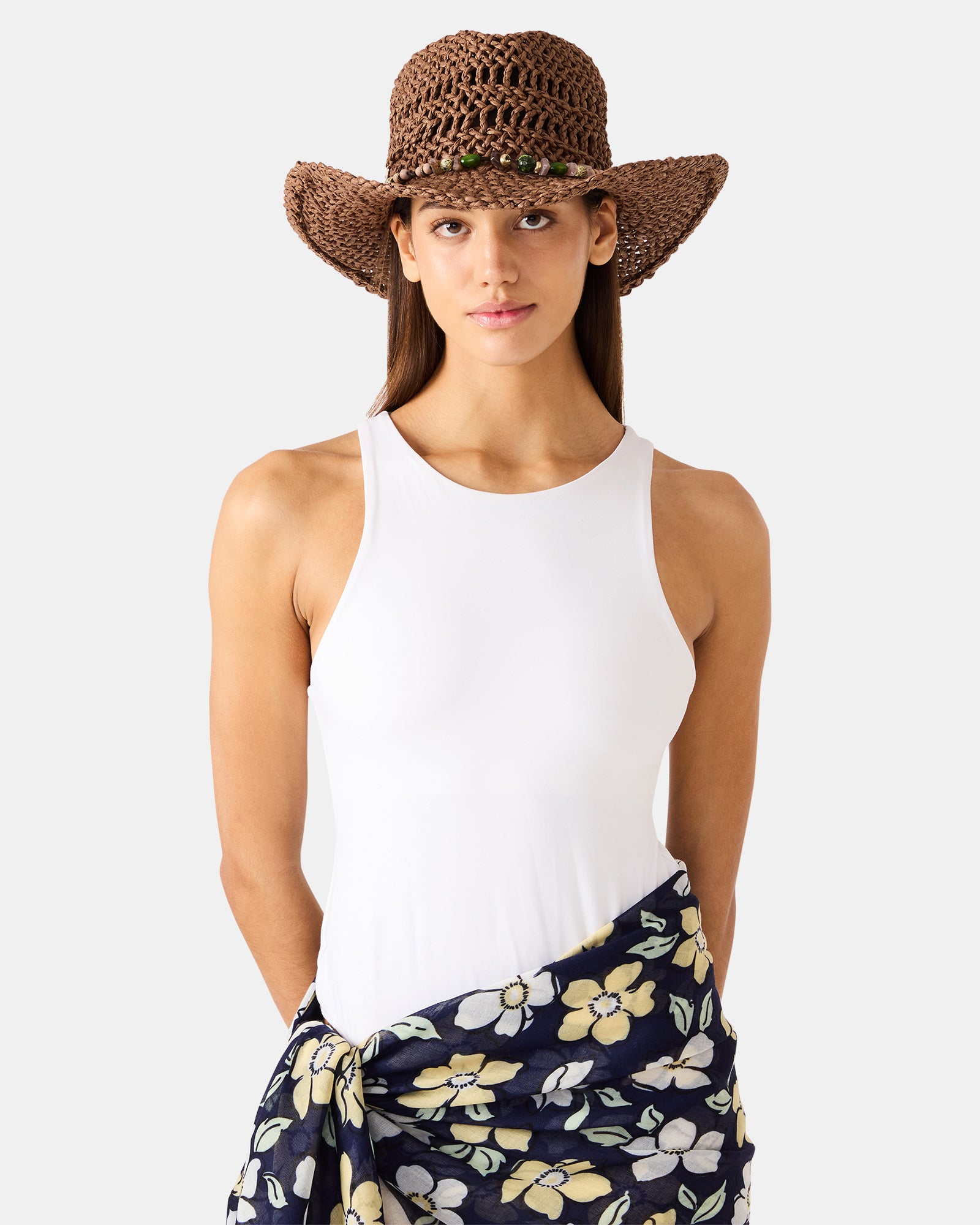 LEI BEADED TRIM WESTERN HAT CHOCOLATE - Image 4