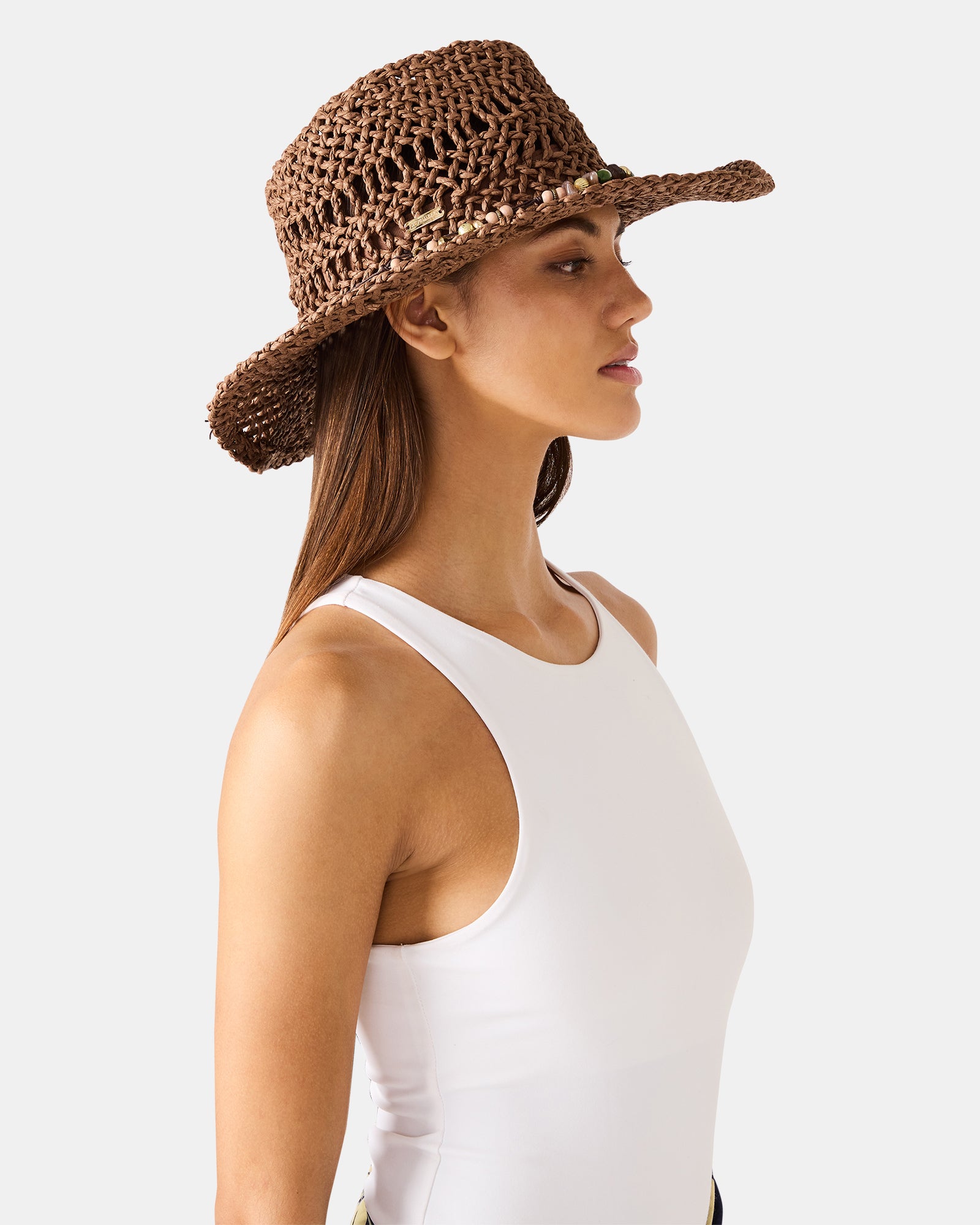 LEI BEADED TRIM WESTERN HAT CHOCOLATE - Image 5