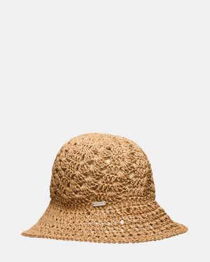 BOHO STRAW BUCKET TAN