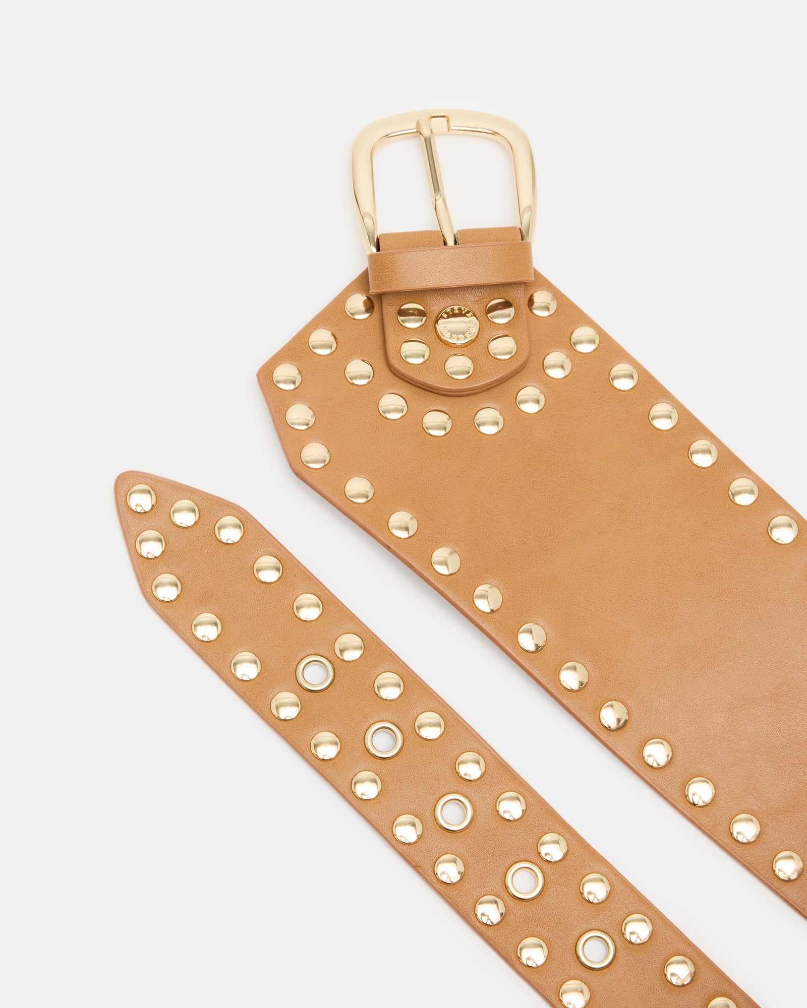 STUDDED WIDE WAIST BELT BROWN - Image 4