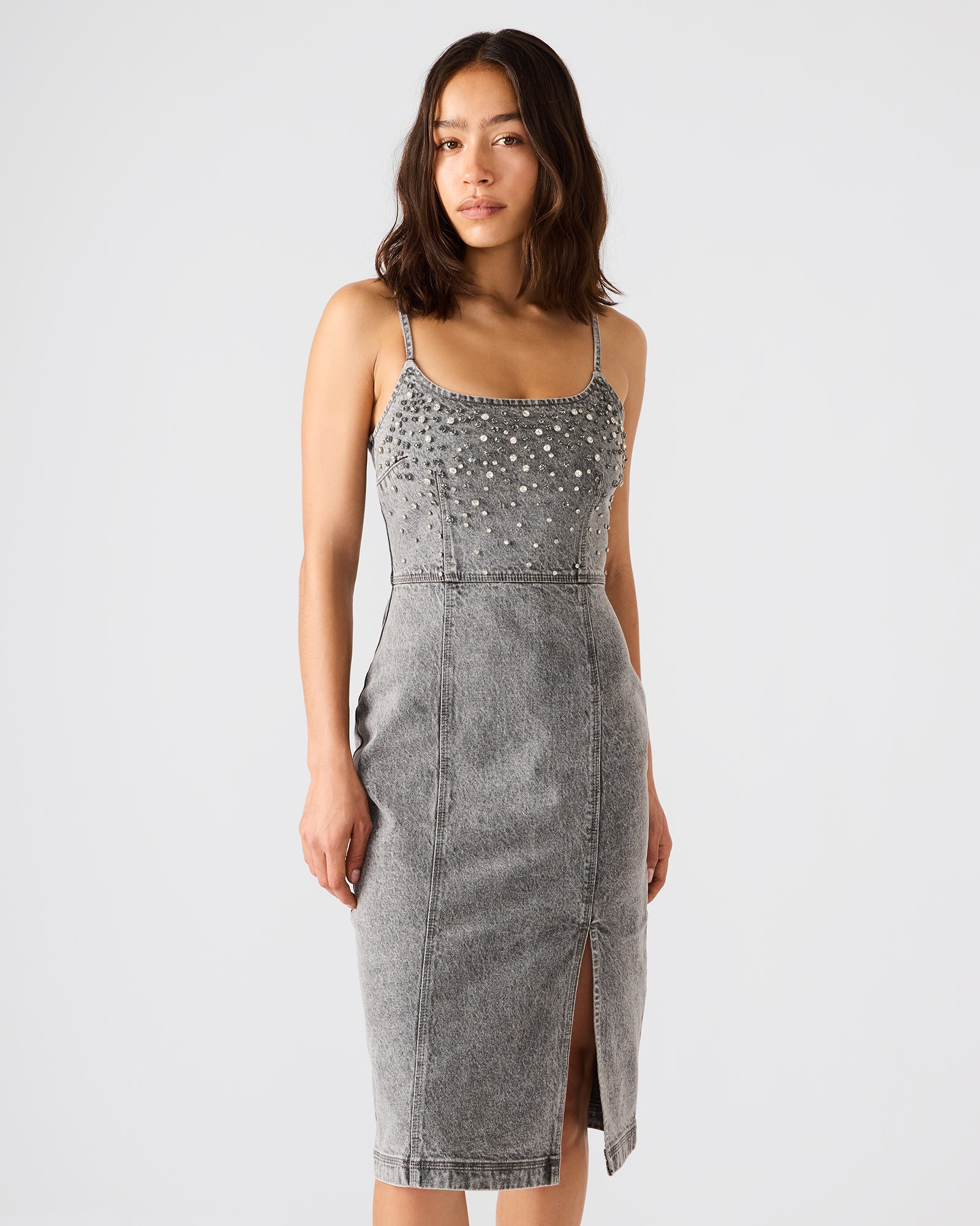 EMBELLISHED GISELLE DENIM DRESS FOG - Image 4